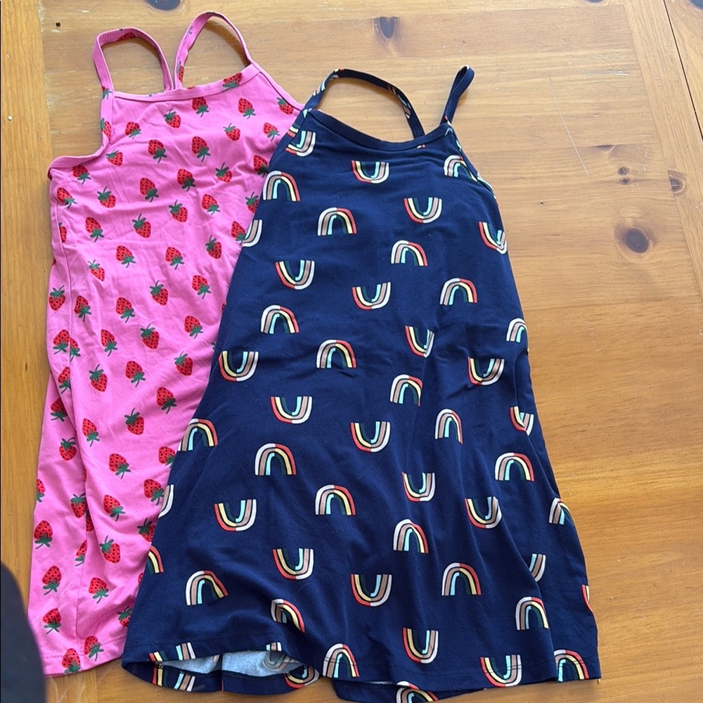 Hanna andersson Pink Strawberry and blue Rainbow Dresses